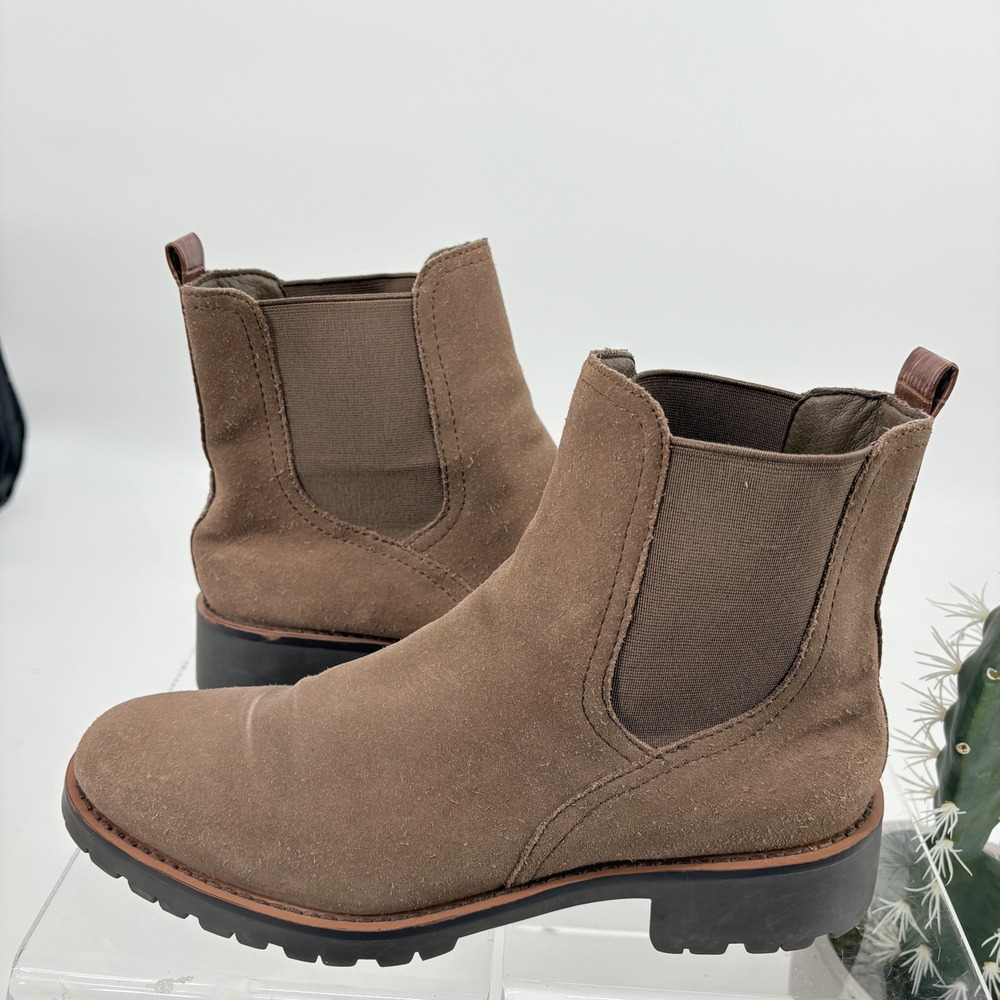 Women's sz 7.5 M Sam Edelman Jaclyn‎ Waterproof Suede Chelsea Boots Taupe